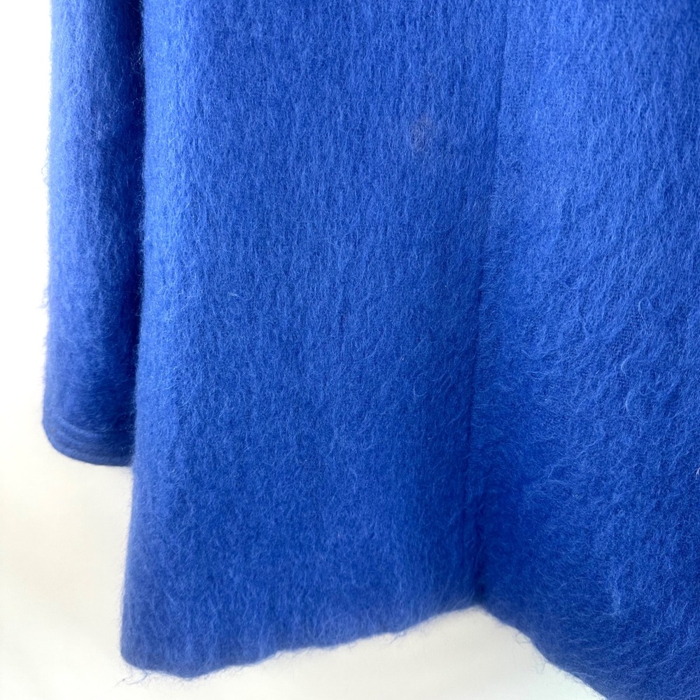 Vintage Mohair Coat Blue Oversized Fuzzy Wool Blend Statement Jacket 80s USA 14 - Picture 10 of 17